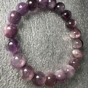 Stunning Super Flashy 9MM Purple Lepidolite/Mica Natural Crystal Bracelet